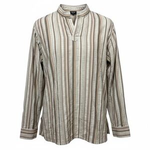 Arnad Striped Cotton V-Neck Long Sleeve Shirt Large